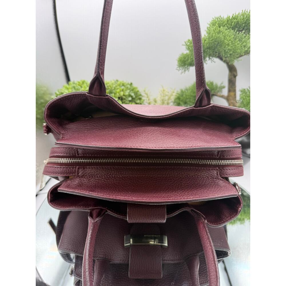 $1400 MSRP MAURO GOVERNA Dolcecalf Top Handle Satchel Bordeaux Detachable Strap - Picture 9 of 14